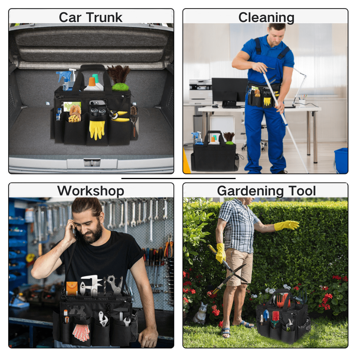 SpaceMuse Large Wearable Tool Organizer Bag, with Multiple Pockets & Sturdy Handles, Multifunctional for Cleaning Supplies & Tools&nbsp;for House & Bathroom