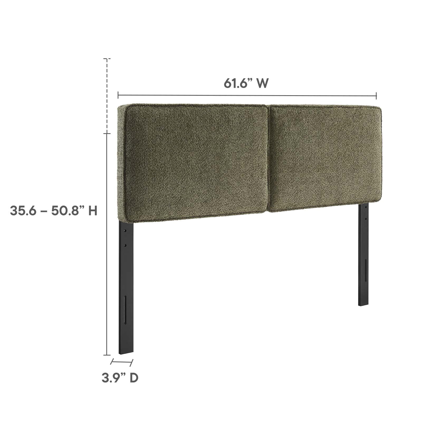 Lindee Boucle Fabric Queen Headboard in Sage