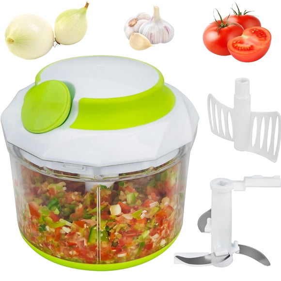 Picadora manual de alimentos Brieftons QuickPull de 1 litro para salsa y ensalada