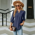 thumbnail image 5 of SWSMCLT Women's Soft Shirt Slim Fit Lantern Sleeve Fall Winter T Shirt 3/4 Sleeve V Neck Lightweight Spring Top Navy Large, 5 of 5