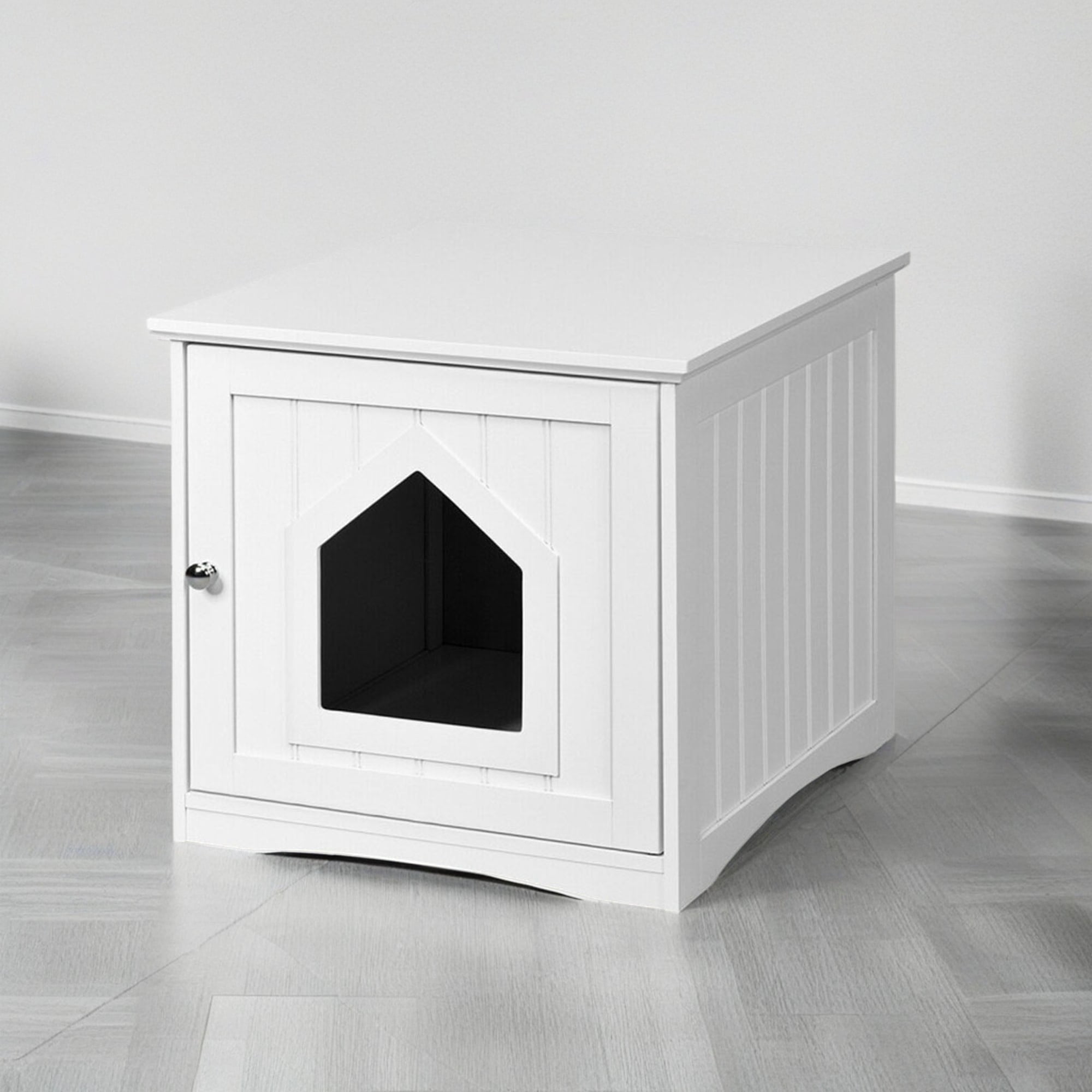 Kadyn 20" Decorative Cat House and Side Table, Indoor Pet Cat Home Crate Litter Box Enclosure, White