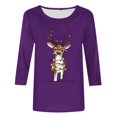 thumbnail image 4 of Craaazy Christmas Shirts for Women Fashion Printed 3/4 Sleeve Casual Tops Gifts, 4 of 5