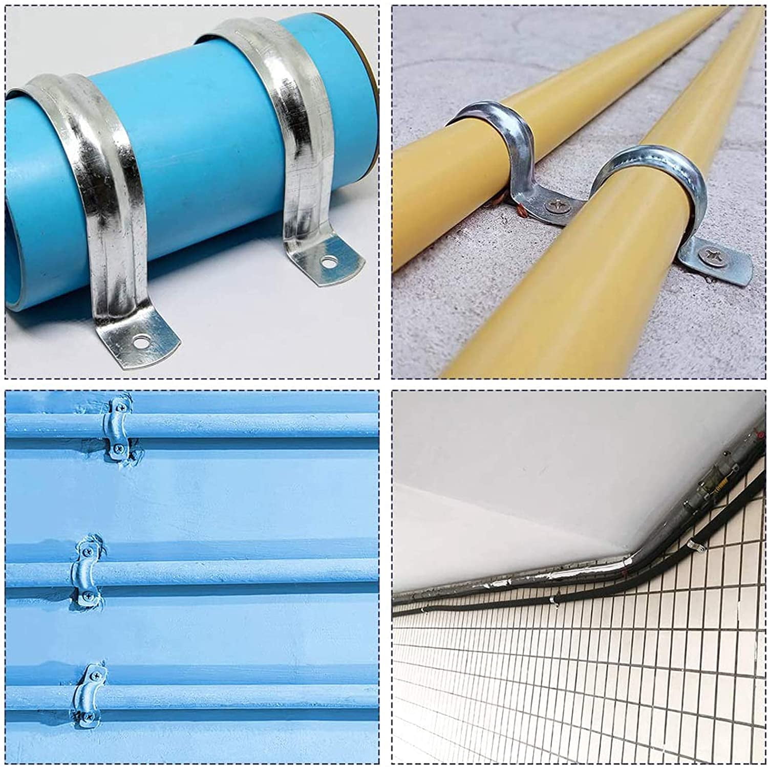 2inch With 2 Holes U Bracket Stainless Steel Tube Strap Tension Clip U Bracket Rigid Pipe Strap Tension Clips for Pipe Fixing(25Pcs)