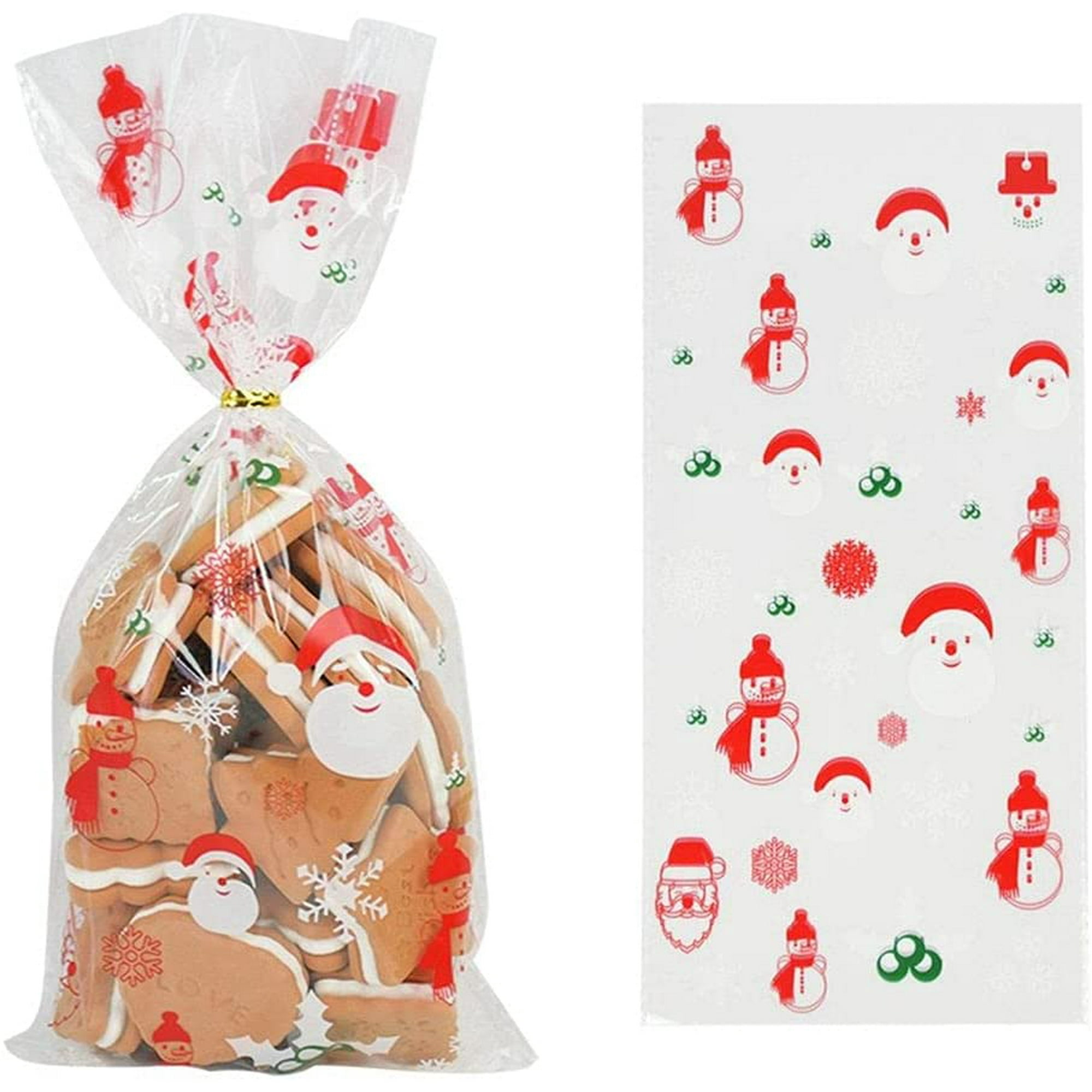 50pcs Christmas Cellophane Bags Christmas Cello Treat Bags Clear