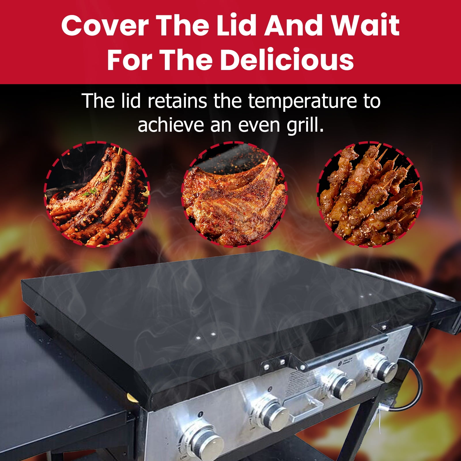 Kojem 36" Griddle Cover with Handle for Outdoor BBQ Barbecue,  Waterproof Powder Coated Aluminum, for Blackstone Members Camp Chef Grill