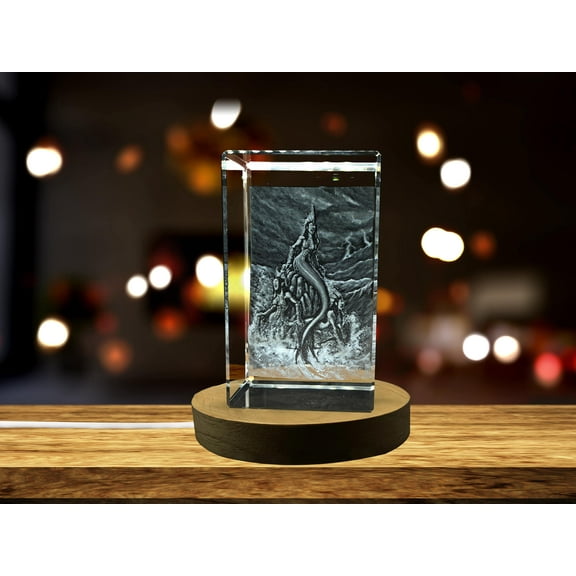 Siren Art | 3d Engraved Crystal Keepsake | Gift/Decor| Siren Gift | Clear | AB Crystal Collection