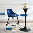 thumbnail image 5 of Counter Stool Chair, Velvet, Blue Navy, Modern Contemporary Urban Design, Bar Pub Cafe Bistro Hotel Restaurant Hospitality, 5 of 8
