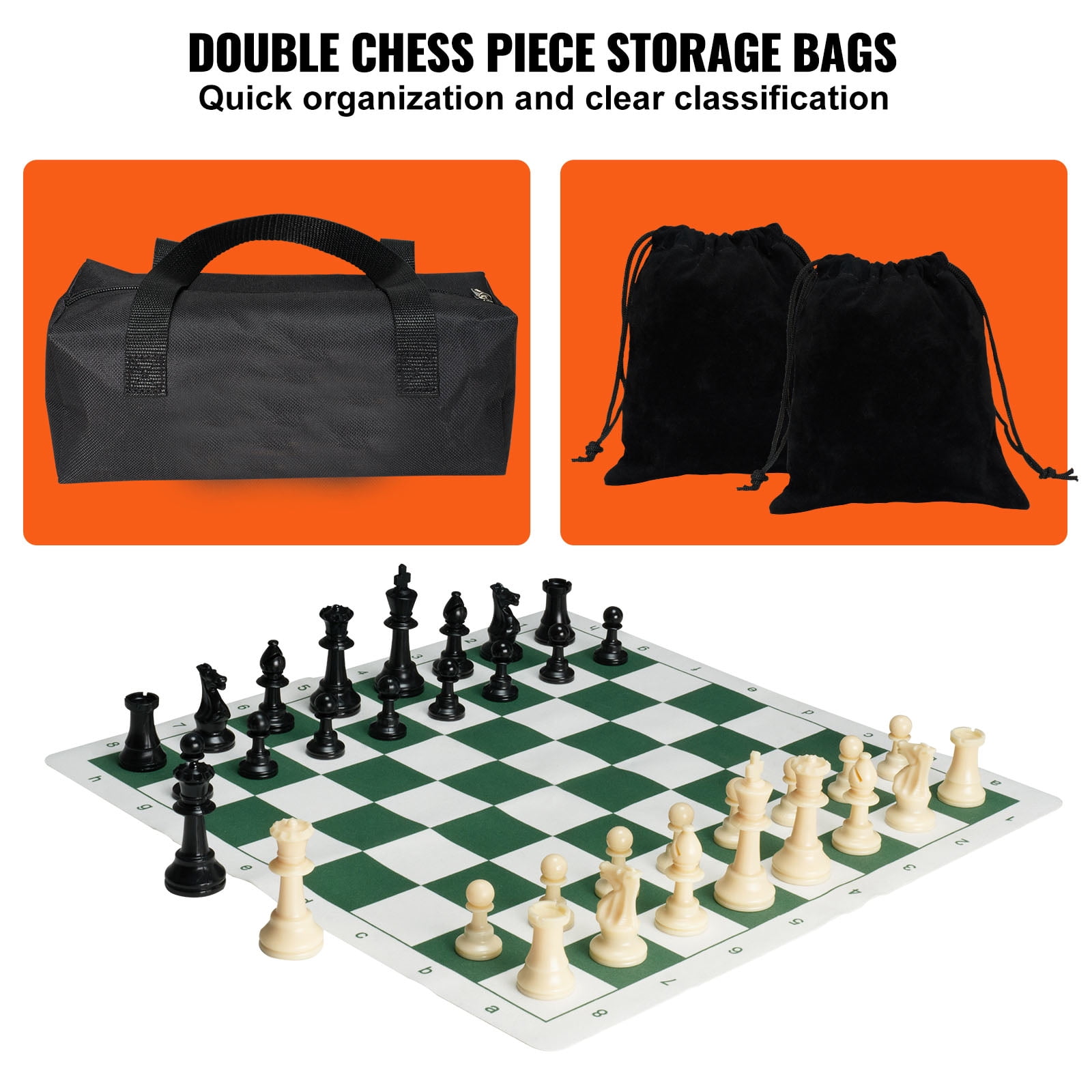 KFFKFF Tournament Chess Board Set, 20" Foldable Portable Silicone Chess Game Gift