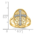 thumbnail image 2 of Solid 14k Yellow & White Gold Diamond Filigree Cross Ring (3mm) - Size 8, 2 of 2