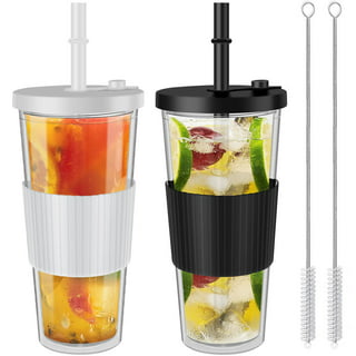 Yumbucha yumbucha reusable boba tumbler & straw set with stainless steel  straw - reusable bubble tea cups - includes cup carrier, slee