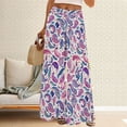 thumbnail image 2 of ZHENHONG Casual Pants for Women Womens Wide Leg Palazzo Pants Boho Floral 2025 Summer Beach Culottes Flowy Casual Trousers For Vacation, 2 of 4