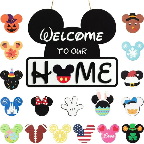 Letrero decorativo para puerta SUPYFD con forma de ratón con 18 iconos intercambiables