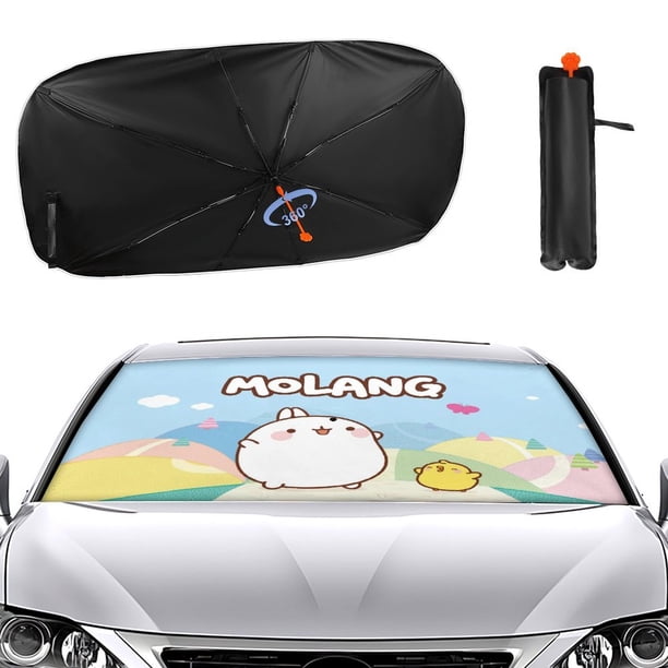 Molang Sombrilla Solar para Auto - Protector de Parabrisas Plegable | Cortina Solar Delantero | Bloqueo UV y Aislamiento de Calor 133x73cm