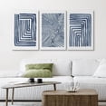 thumbnail image 2 of Wall26 Canvas Wall Art Set of 3 Navy Blue Stripe Polygon Pattern Collage Abstract Geometric Prints Illustrations Decorative Bohemian Multicolor Home Wall Decora - Unframed 24"x36"x3, 2 of 5