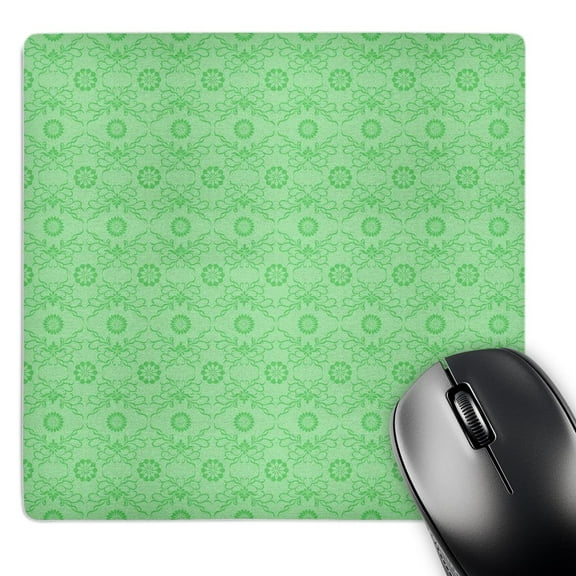 3dRose, Mint Green Vintage Flowers and Scroll Pattern, MousePad