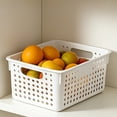 thumbnail image 3 of Plastic Storage Baskets,Storage Baskets for Shelves with Handle,Stackable Plastic Storage Baskets for Organizing,Organizer Bins,Organizer Containers Baskets for Cabinet,Closet, Office,White, 3 of 8