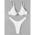 thumbnail image 3 of Bikini à Armatures Aguichant 2024 Femme Rouge Uni Rehausseur Soutien-Gorge String Maillot de Bain Haler Col en V Mini Micro String, 3 of 5