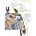 thumbnail image 5 of Blue Starfish Coastal Rectangle Tablecloth, Eucalyptus Summer Nautical Shell Wooden Waterproof & StainResistant Tablecloth, Washable Oil-proof Table Cover for Dining/Party/Wedding/Buffet 54x108 In, 5 of 9