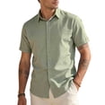 thumbnail image 5 of Stamzod Mens Button Up Shirts Short Sleeve Summer Turndown Casual Shirts Beach Vacation Hawaiian Shirt for Men Green-2 M, 5 of 6