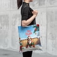 thumbnail image 4 of Merry Christmas Woofmas Xmas Noel Saint Bernard Elf Candy Cane Snow All Over Print 3D Canvas Tote Bag St Dog Lover Reusable Handbag - 13017, 4 of 5