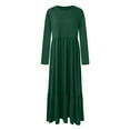 thumbnail image 3 of Womens 2023 Autumn Long Sleeve Dress Round Neck Casual Loose Fold Layered Dress With Pockets Fit An Flare Dress Dress Summer Split Maxi Dress Casual Knee Length Dresses for Women Womens Business, 3 of 3