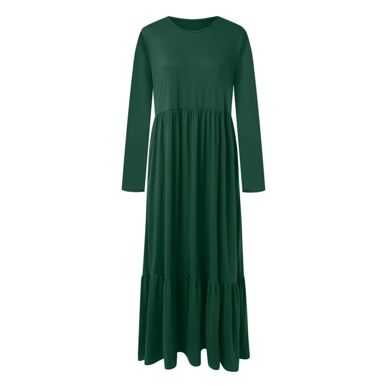 Womens 2023 Autumn Long Sleeve Dress Round Neck Casual Loose Fold Layered Dress With Pockets Fit An Flare Dress Dress Summer Split Maxi Dress Casual Knee Length Dresses for Women Womens Business - Womens 2023 Autumn Long Sleeve Dress Round Neck Casual Loose Fold Layered Dress With Pockets Fit An Flare Dress Dress Summer Split Maxi Dress Casual Knee Length Dresses for Women Womens Business -