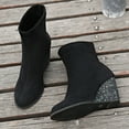 thumbnail image 6 of Mepaouo Women's Wedge Boots Casual Fashion Suede Low Wedges Winter Work Ankle Booties(Black,9), 6 of 8
