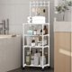 thumbnail image 4 of Estantería de cocina multicapa con estante de almacenamiento | Organizador de suelo para el hogar con ruedas | Carrito utilitario de plástico y acero para baño, sala de estar y organización del hogar, 4 of 6