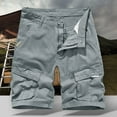 thumbnail image 2 of heyac Mens Cargo Shorts Size 38 Quick Dry Solid Color Casual Athletic Jogger Sports Trousers Loose Straight Leg Hip Hop Trousers Relaxed Fit Casual Cargo Shorts Multiple Pockets, 2 of 3