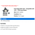 thumbnail image 2 of Front Upper Ball Joint - Compatible with 1991 - 1995 Isuzu Rodeo 1992 1993 1994, 2 of 2