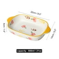 thumbnail image 3 of Qeeadeea Ceramic Baking Dishes For Oven, set of 2, 0.6 Quart Lasagna Pan Deep, Vintage Ceramic Bakeware, Baking Pan-yellow-22x14x4cm, 3 of 7
