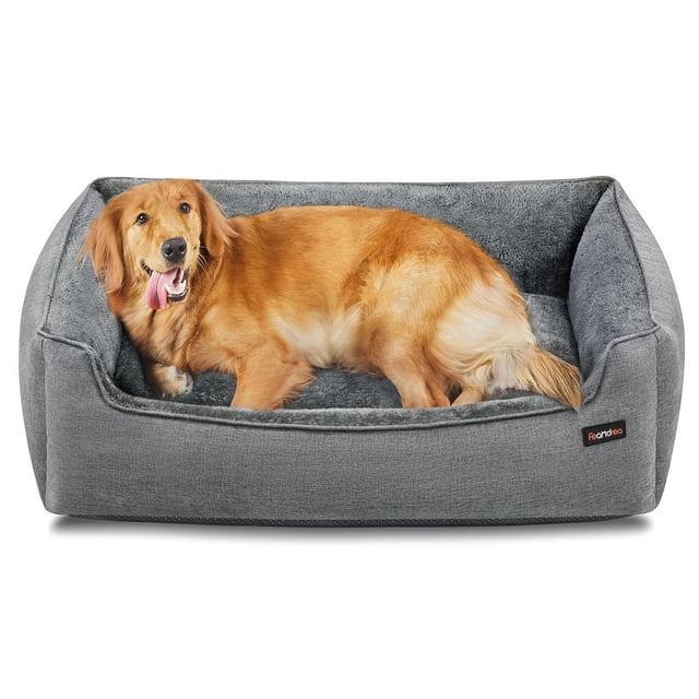 Cama para Perros Feandrea Gris Claro Bordes Elevados XL para Perros Grandes
