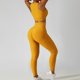 thumbnail image 4 of Pantalones De Yoga Cintura Alta Elásticos Ajustados Levantamiento De Cadera Leggings De Entrenamiento Delgados Pantalones Para Deportes Correr Amarillo M, 4 of 8