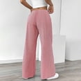 thumbnail image 6 of Tbopshirt Women Striped Linen Blend Wide Leg Pants Elastic Drawstring Lace-Up High Waist Pull On Trousers with Pockets for Summer Beach Casual,Red,Size:S-XXL, 6 of 8
