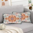 thumbnail image 4 of Orange Blue Pillow Covers 12x20 Inch Set of 2, Boho Throw Pillows Case, Carpet Pattern Ethnic Design Outdoor Decorative Square Linen Farmhouse Decor Cushion Covers for Home Sofa Bed Couch, 4 of 6
