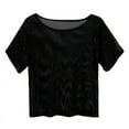 thumbnail image 5 of Women's Sexy Sheer Short Sleeves Fishnet Net T-Shirt Mesh Shirt Crop Top, 5 of 5