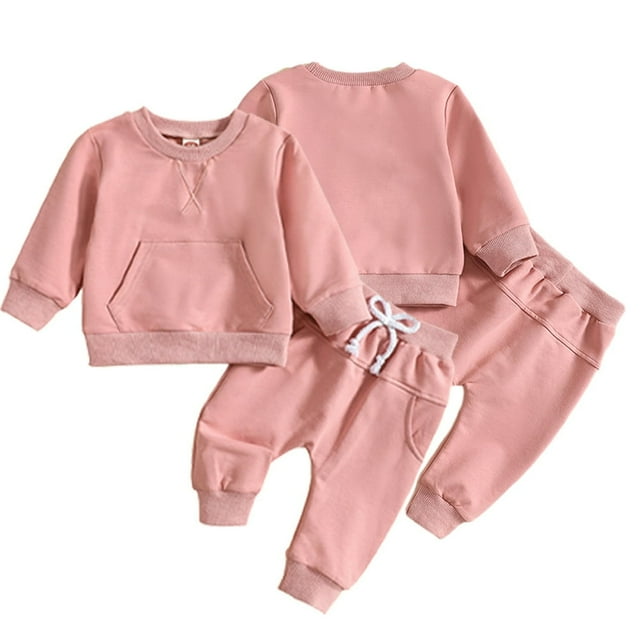 Toddle Baby Sweatshirt Tracksuit 2Pcs Set for Boys Girls Sweatshirt Jogger Pants Outfit Set Letters Embroidery Sweatsuit and Active Pant Outfits Newborn Spring Autumn Clothes Set for 1M-3