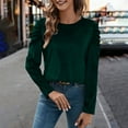 thumbnail image 2 of hotojiny Women's Velvet Tops Soft Comfy Crew Neck Work Office Blouse Lightweight Warm Business Shirt Fall Fashion Outfit, 2 of 7