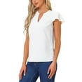thumbnail image 4 of INSPIRE CHIC Women's V Neck Cap Sleeve Summer Business Casual Blouse XS White, 4 of 6