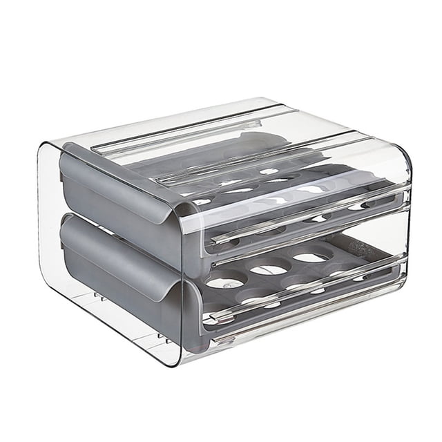 Birdeem Storage Holder - Container with Lid & Handle, Plastic Fridge Organizer, Clear Refrigerator Organizer Bins, Stackable Tray