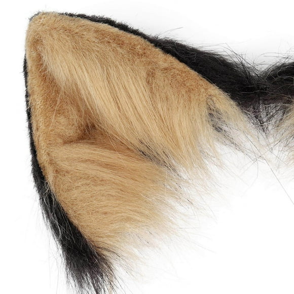 Faux Fur Cat Ears and Tail Set Costumes Stage Performance Costume Fancy Dress Gift for Stage Shows Black Yellow