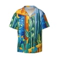 thumbnail image 2 of Lsque Bright Paper Cactus Scene print Men's Cuban Collar Short Sleeve Shirt Summer Beachwear Casual Button Down Fashionable Vacation Leisure Shirt-4X-Large, 2 of 7