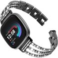thumbnail image 1 of REQO Compatible with Fitbit Versa 3/Fitbit Versa 4 Chain with Crystal Diamond Bling Metal Link Bracelet Strap Steel Fitbit Sense/Fitbit Sense 2 Band for Women, 1 of 9