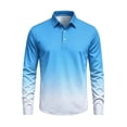 thumbnail image 5 of Bovxnpu Mens Long Sleeve Shirts Button Tee Dress Golf Shirt Gradient Button Down Shirt Casual Collared Tops, 5 of 6