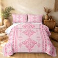 thumbnail image 2 of Erosebridal Retro Damask Quilt Full, Baroque Aztec Full Bedspread Sets, Light Pink 3-Piece, 1 Coverlet and 2 Pillowcases, 2 of 7