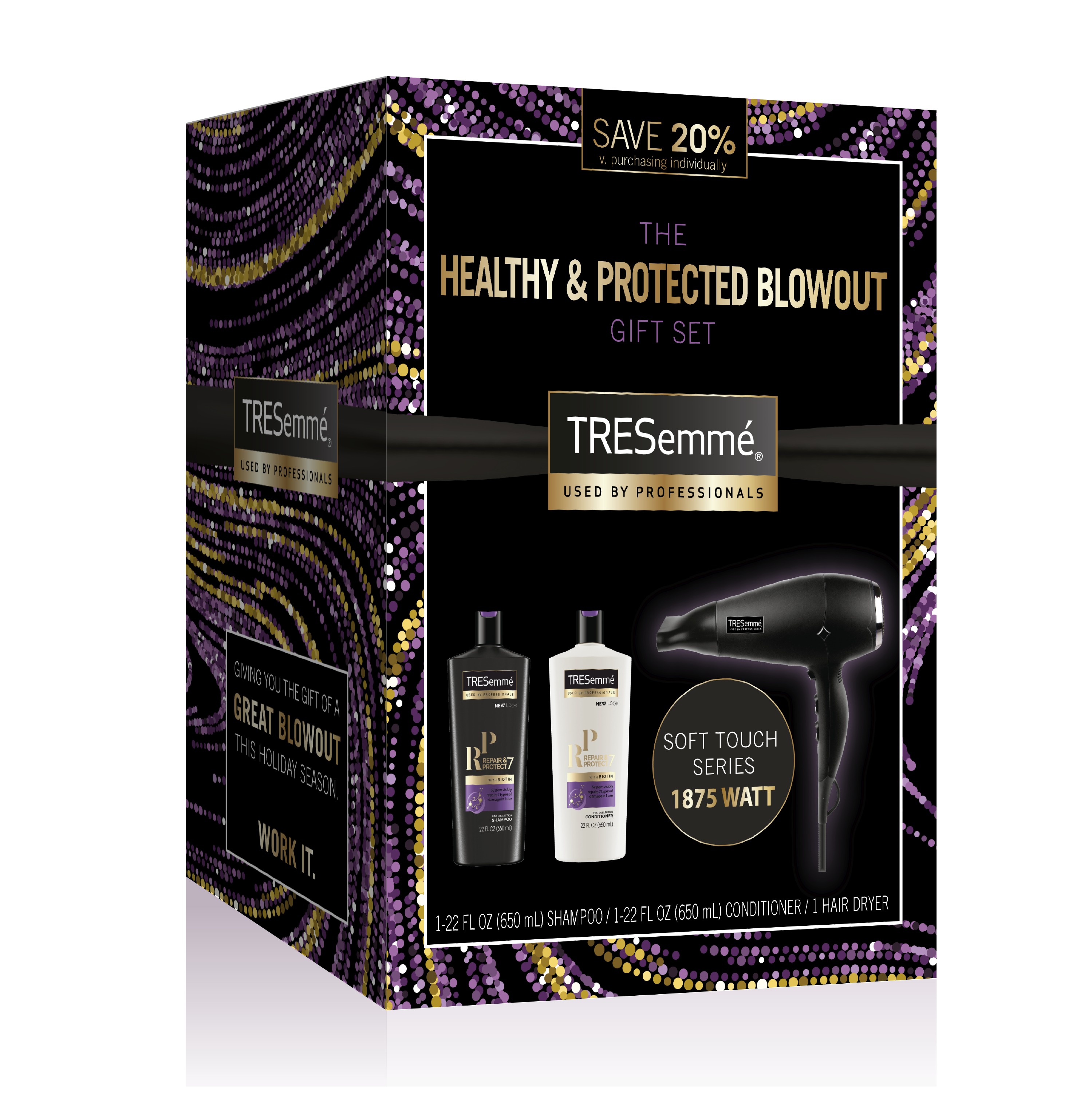 TRESemme 3-Pc Healthy & Protected Blowout Gift Set Repair and Protect with Hair Dryer (Shampoo, Conditioner) ($24.84 Value) - image 4 of 11