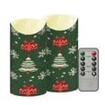 thumbnail image 4 of 2 PCS Tilted Flameless Candles Flickering LED Lights Battery Operated Candles with Remote Timers for Holiday Decor Green and Red Christmas Pattern, 4 of 8