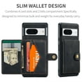 thumbnail image 6 of 2 in 1 Detachable Wallet Back Cover for Google Pixel 9 / 9 Pro, Vintage Premium PU Leather Kickstand Case with Card Holder Pocket & Wireless Charging Slim Phone Cases for Google Pixel 9 / 9 Pro, Black, 6 of 7