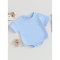 thumbnail image 5 of Musuos Newborn Baby Summer Romper 3 6 12 18M Solid Color Short Sleeve Round Neck Jumpsuit for Infant Boy Girls, 5 of 10