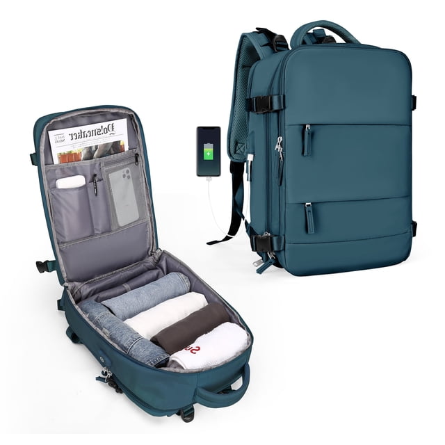 SYCNB Mochila de viaje para mujeres y hombres, mochila de mano aprobada por vuelo, artículo personal, bolsa de viaje, mochila de equipaje impermeable, mochila pequeña para computadora portátil, azul